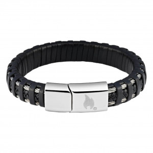 Zippo Steel Braided Leather Bracelet 20cm -ZP2006232 