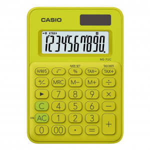 Casio Mini Desk Lime Green Calculator -MS-7UC-YG-N-DC (10 digits)