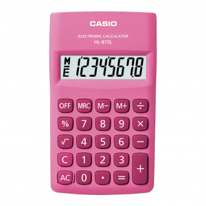 Casio Portable Pink Calculator -HL-815L-PK-S (8 digits)