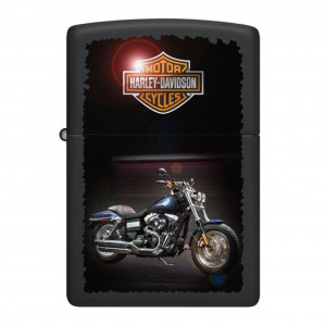 Zippo Harley-Davidson Logo & Bike Black Matte Pocket Lighter -ZP218 CI009587